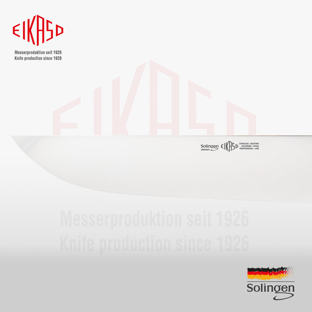 EIKASO Solingen Speckmesser extra breite Klinge 31cm Fleischermesser Allzweck Küchenmesser geeignet für Fleisch Gemüse Kräuter aus Molybdänstahl 1.4116 Profi Solinger Messer