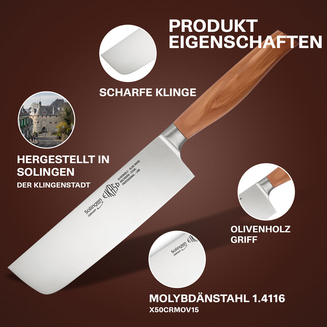 Nakiri Küchenmesser 16cm Geschmiedet Olivenholz Griff