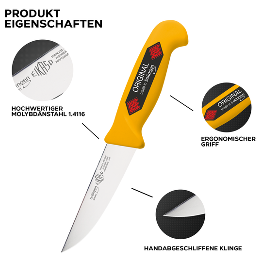 EIKASO Solingen Stechmesser 10cm Klinge aus Molybdänstahl 1.4116 rutschfester ergonomischer Griff Schlachtermesser Metzgermesser Butcher Knife