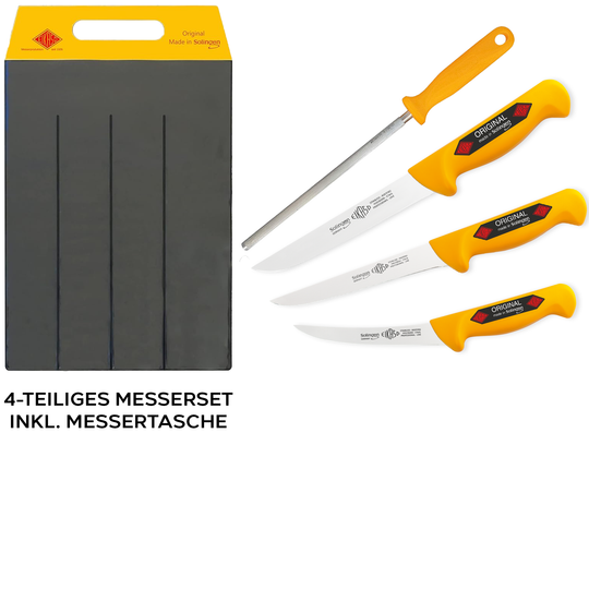 EIKASO Solingen Germany 4-Teiliges Profi Messer Set geeignet als Metzgermesser Fleischermesser Schlachtermesser für Profis und Privat
