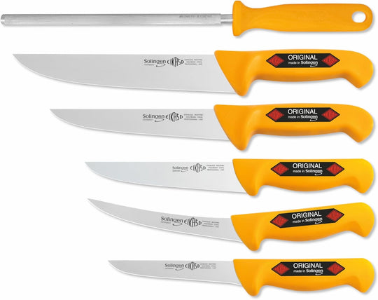 EIKASO Solingen Germany 6 Teiliges Set Schlachtermesser Metzgermesser Ausbeinmesser Butcher Knife