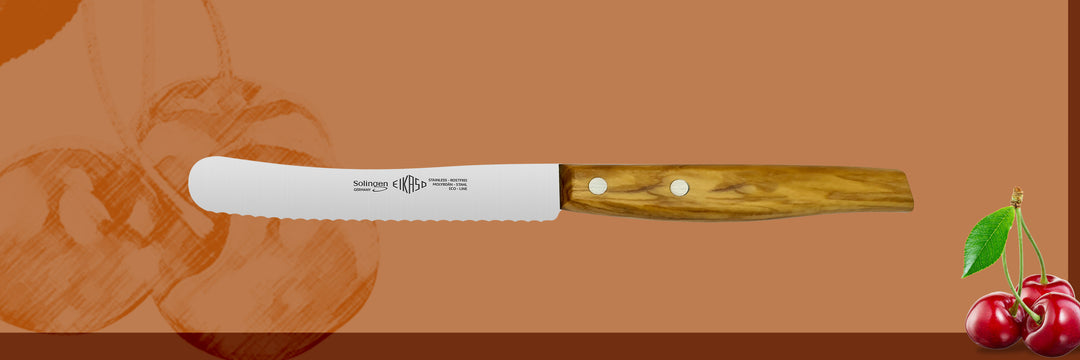 Buckelsmesser mit Wellenschliff 11cm (Olivenholzgriff)