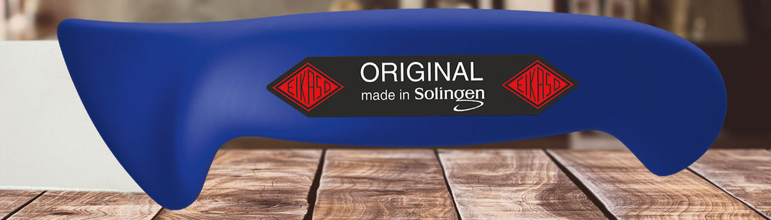 EIKASO Solingen Germany Fleischmesser Blockmesser blau 21cm Klinge Molybdänstahl 1.4116 aus Solingen Profi Allzweckmesser von Profis für Privat und Profis | Fleisch Gemüse Obst Kräuter