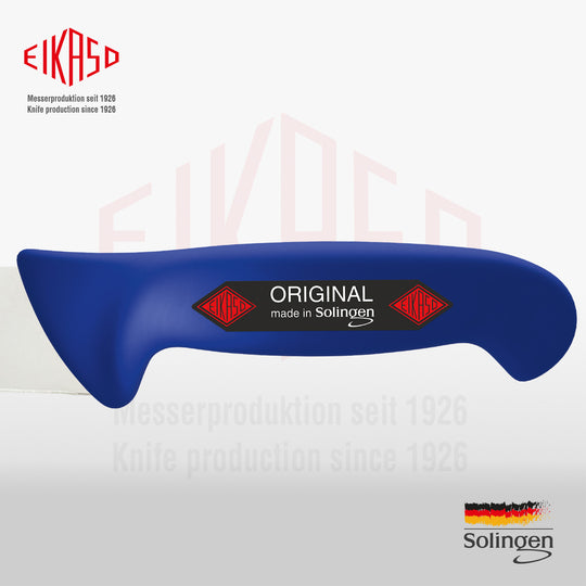 EIKASO Solingen Germany Fleischmesser Blockmesser blau 21cm Klinge Molybdänstahl 1.4116 aus Solingen Profi Allzweckmesser von Profis für Privat und Profis | Fleisch Gemüse Obst Kräuter