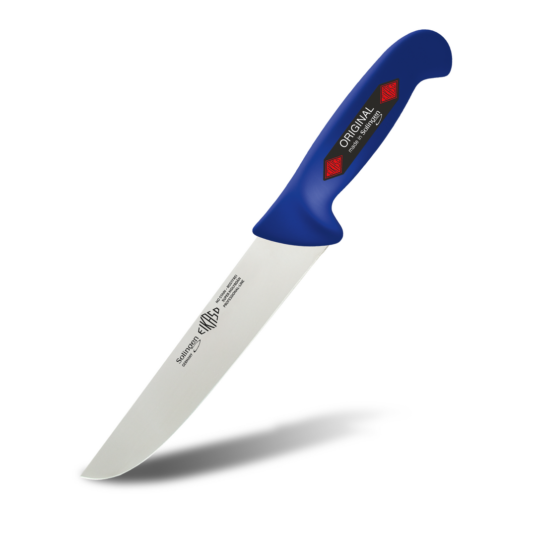 EIKASO Solingen Germany Fleischmesser Blockmesser blau 21cm Klinge Molybdänstahl 1.4116 aus Solingen Profi Allzweckmesser von Profis für Privat und Profis | Fleisch Gemüse Obst Kräuter
