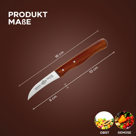  EIKASO Solingen Germany Schälmesser 6cm mit edlem Kirschholzgriff – Küchenmesser