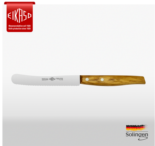 Buckelsmesser mit Wellenschliff 11cm (Olivenholzgriff)
