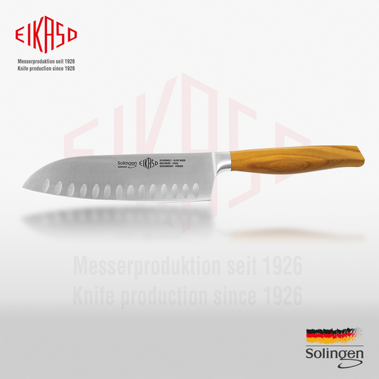 Santokumesser mit Kullen 20cm Geschmiedet Olivenholzgriff