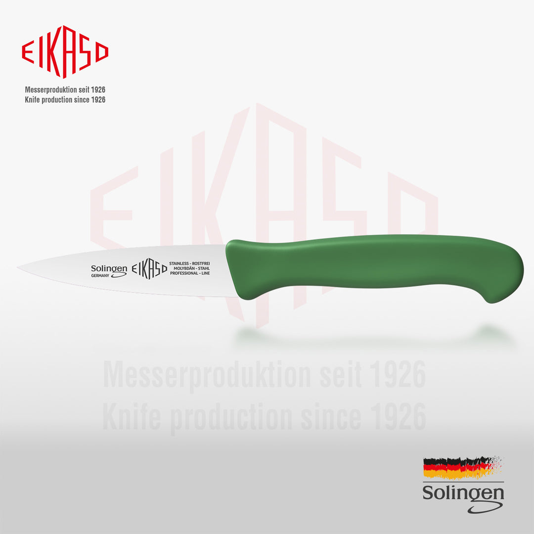 EIKASO Solingen Germany Küchenmesser Set 3-teilig – Obst- & Gemüsemesser rostfrei aus Molybdänstahl 1.4116 mit ergonomischen Griffen, bunte Frühstücksmesser