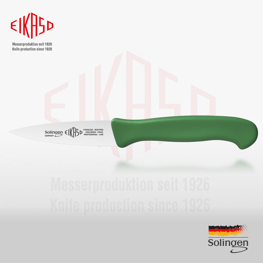 EIKASO Solingen Germany Küchenmesser Set 3-teilig – Obst- & Gemüsemesser rostfrei aus Molybdänstahl 1.4116 mit ergonomischen Griffen, bunte Frühstücksmesser