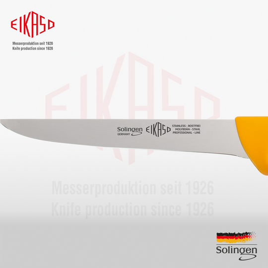 EIKASO Solingen Ausbeinmesser gerade 13cm breite Klinge aus Molybdänstahl 1.4116 Profi Ausbein Fleischmesser Küchenmesser Schlachtermesser für Fleisch Fisch