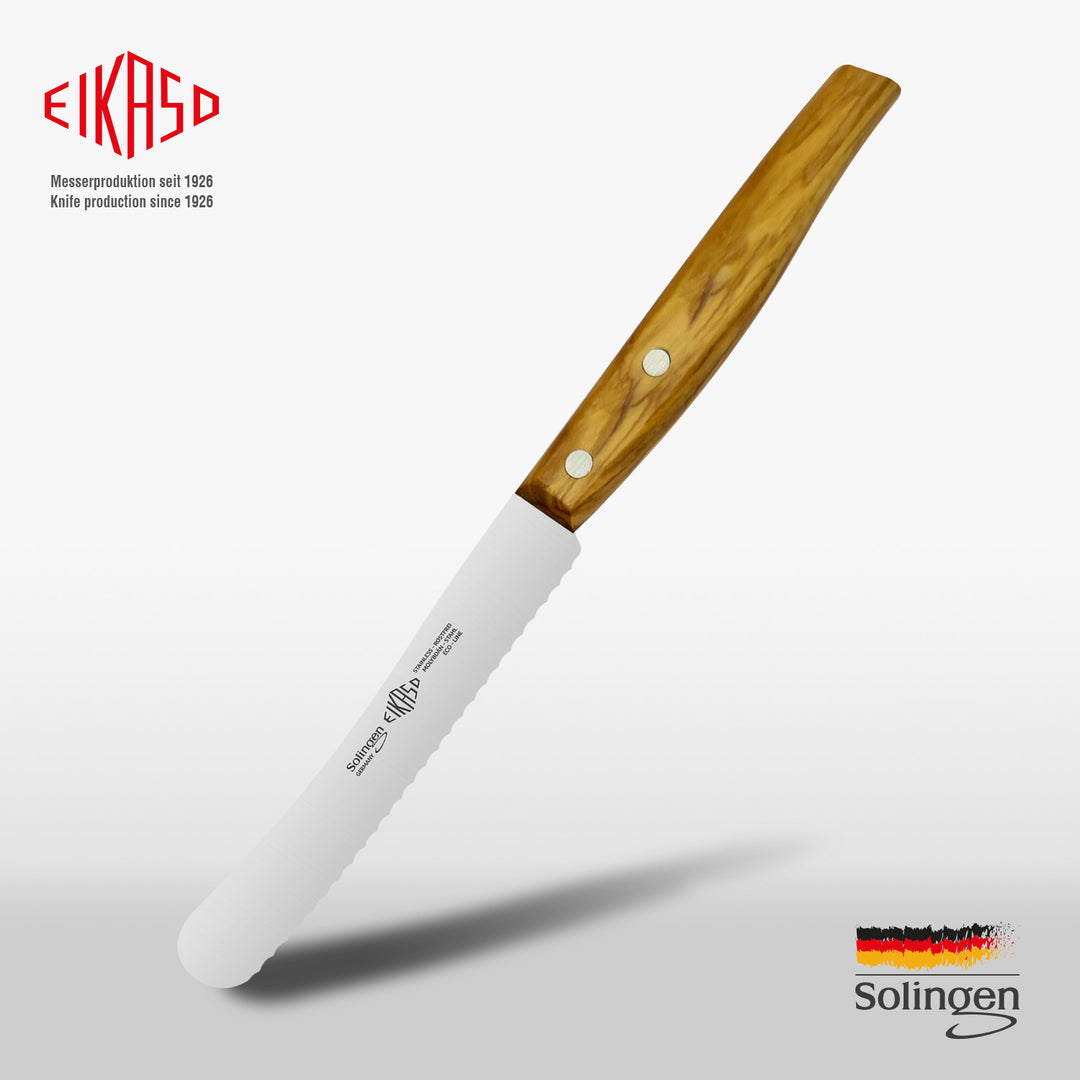 Buckelsmesser mit Wellenschliff 11cm (Olivenholzgriff)