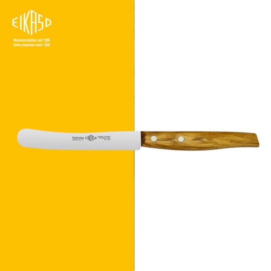 Buckelsmesser mit Wellenschliff 11cm (Olivenholzgriff)