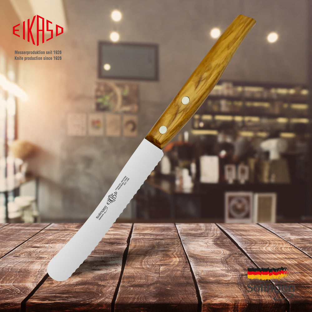 Buckelsmesser mit Wellenschliff 11cm (Olivenholzgriff)