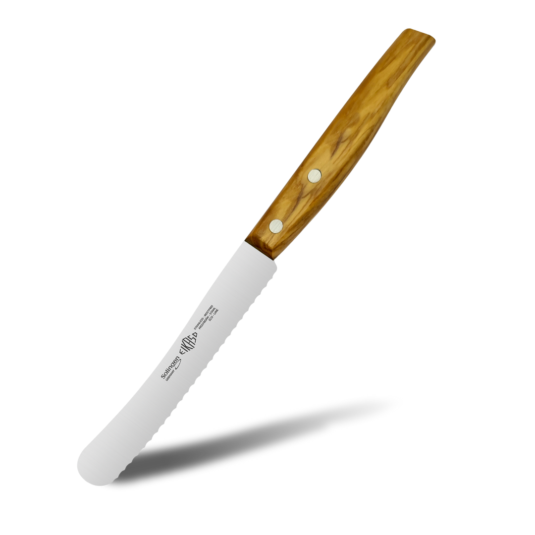 Buckelsmesser mit Wellenschliff 11cm (Olivenholzgriff)