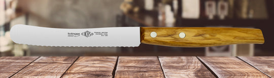 Buckelsmesser mit Wellenschliff 11cm (Olivenholzgriff)