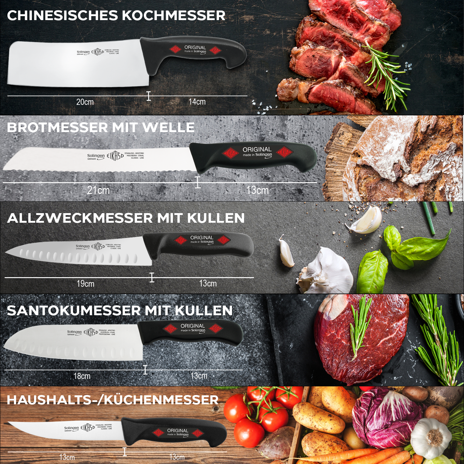 Küchenmesserset 5-tlg – Eikaso Messer Solingen