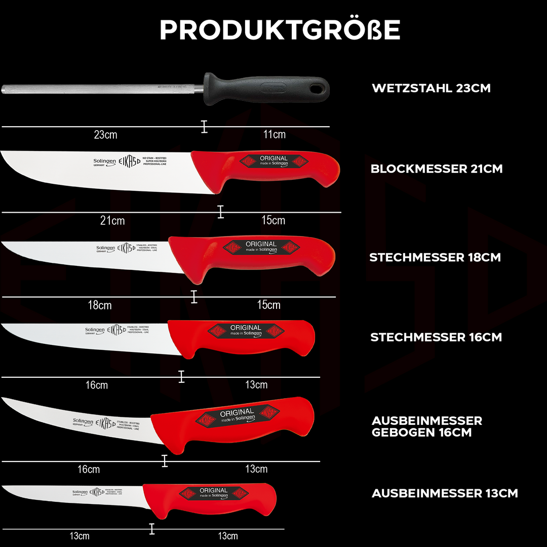 EIKASO Solingen Germany 6-Teiliges Profi Messer Set geeignet als Metzgermesser Fleischermesser Schlachtermesser
