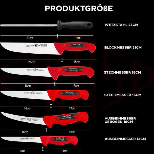 EIKASO Solingen Germany 6-Teiliges Profi Messer Set geeignet als Metzgermesser Fleischermesser Schlachtermesser