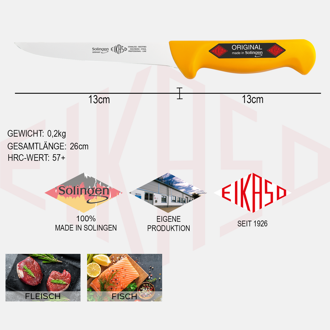 EIKASO Solingen Germany Metzgermesser Set Schlachtermesser-Set 3-Teilig Profi Messerset aus Molybdänstahl 1.4116 eisgehärtet mit rutschfestem Griff für Profis und Privat