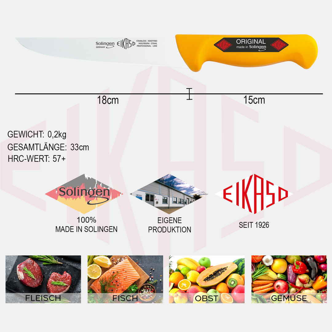 EIKASO Solingen Germany Metzgermesser Set Schlachtermesser-Set 3-Teilig Profi Messerset aus Molybdänstahl 1.4116 eisgehärtet mit rutschfestem Griff für Profis und Privat